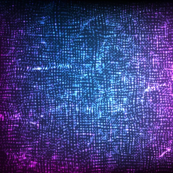 抽象ベクトル波メッシュの背景 点群配列 混沌とした光の波 技術的なサイバー空間の背景 サイバー波 — ストックベクタ