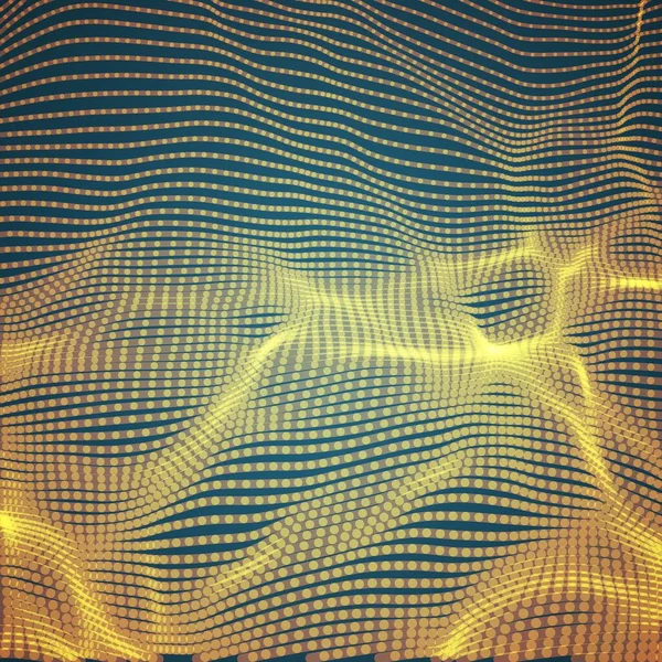 Абстрактно Векторный Оранжевый Фон Точечный Массив Хаотические Световые Волны Технологический — стоковый вектор