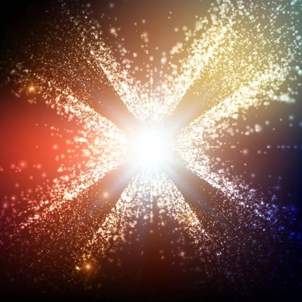 Abstrakter Vektor Graustufen Hintergrund Explosion Glühender Teilchen Weihnachtsstern Futuristischer Technologiestil — Stockvektor