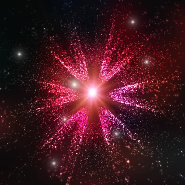 Fondo Espacio Vectorial Abstracto Explosión Partículas Brillantes Estrella Navidad Estilo — Vector de stock