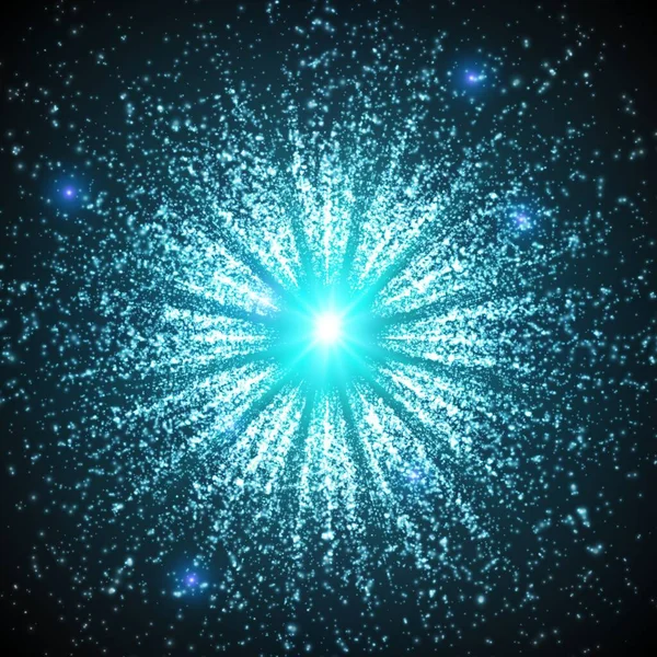 抽象ベクトル空間背景 輝く粒子の爆発 未来的なテクノロジースタイル ビジネスプレゼンテーションやギフトカードのためのエレガントな背景 — ストックベクタ