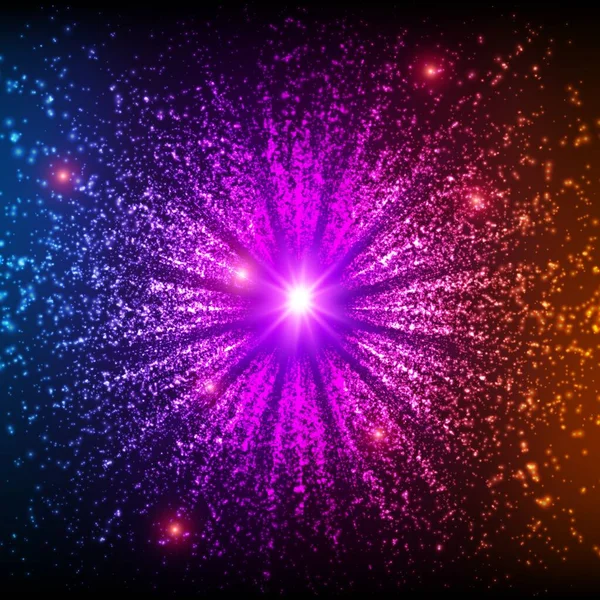 Fond Espace Vectoriel Abstrait Explosion Particules Lumineuses Une Étoile Noël — Image vectorielle