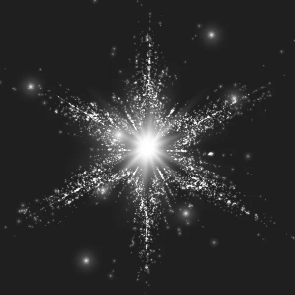 抽象ベクトル空間背景 クリスマス スター 輝く粒子の爆発 未来的なテクノロジースタイル ビジネスプレゼンテーションやギフトカードのためのエレガントな背景 — ストックベクタ