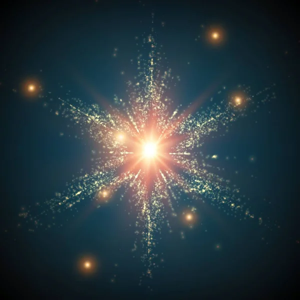 Fondo Espacio Vectorial Abstracto Estrella Navidad Explosión Partículas Brillantes Estilo — Archivo Imágenes Vectoriales