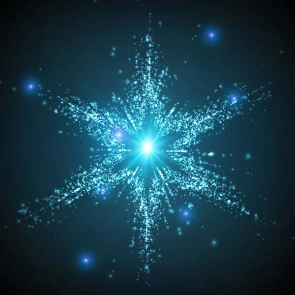 Abstract Vector Space Background Christmas Star Explosion Glowing Particles Futuristic — Stock Vector