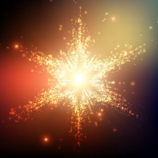 Sfondo Astratto Dello Spazio Vettoriale Stella Natale Esplosione Particelle Incandescenti — Vettoriale Stock