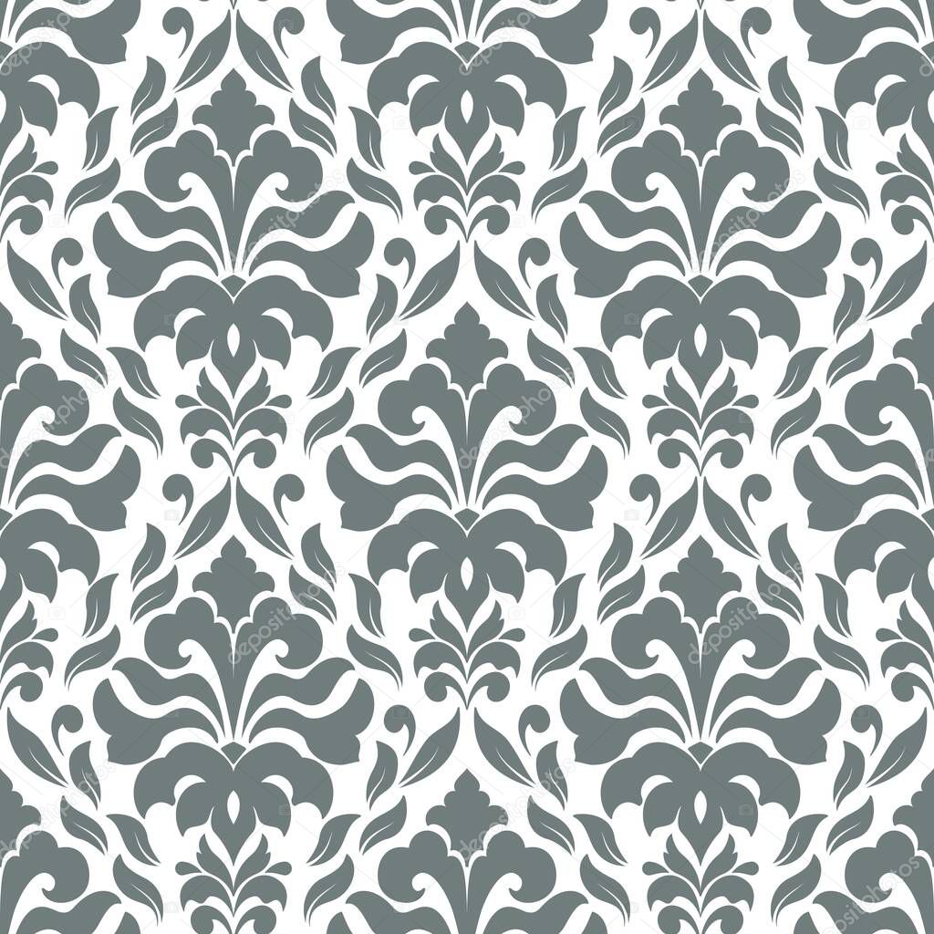 Vector damask seamless pattern background. Classical luxury old fashioned damask ornament, royal victorian seamless texture for wallpapers, textile, wrapping. Exquisite floral baroque template.