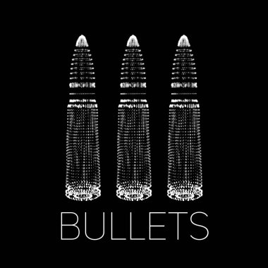 Parlayan kurşunlu soyut vektör monokrom arkaplanı. Kurşun şeklinde parlayan noktalar bulutu. Fütürist stil kartı. Bölüm 10