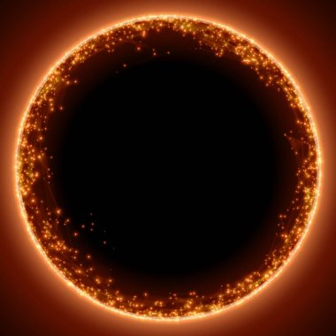 Soyut vektör kırmızı ağ arka planı. Kara delik ya da tekillik. Gelecekçi teknoloji tarzı. İş sunumları için zarif bir geçmiş. Uçan enkaz. eps10