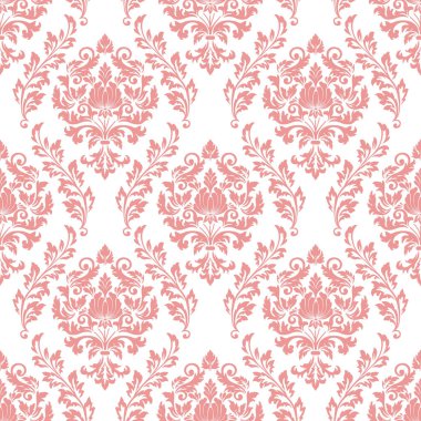 Vektör damask Dikişsiz desen arka plan. Klasik lüks eski moda damask süsleme, duvar kağıtları, tekstil, sarma için Kraliyet Viktorya Dikişsiz doku. Nefis çiçek Barok şablonu.