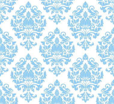 Vektör damask Dikişsiz desen arka plan. Klasik lüks eski moda damask süsleme, duvar kağıtları, tekstil, sarma için Kraliyet Viktorya Dikişsiz doku. Nefis çiçek Barok şablonu.
