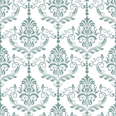Vektör damask Dikişsiz desen arka plan. Klasik lüks eski moda damask süsleme, duvar kağıtları, tekstil, sarma için Kraliyet Viktorya Dikişsiz doku. Nefis çiçek Barok şablonu.