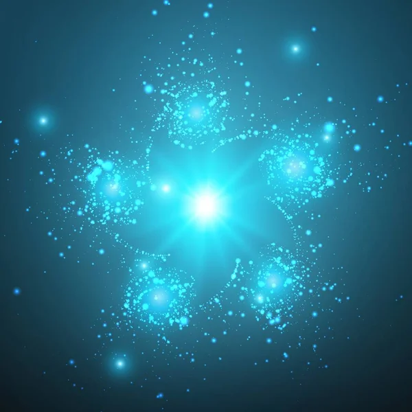 Fond Espace Vectoriel Abstrait Explosion Particules Brillantes Rayons Lumineux Style — Image vectorielle
