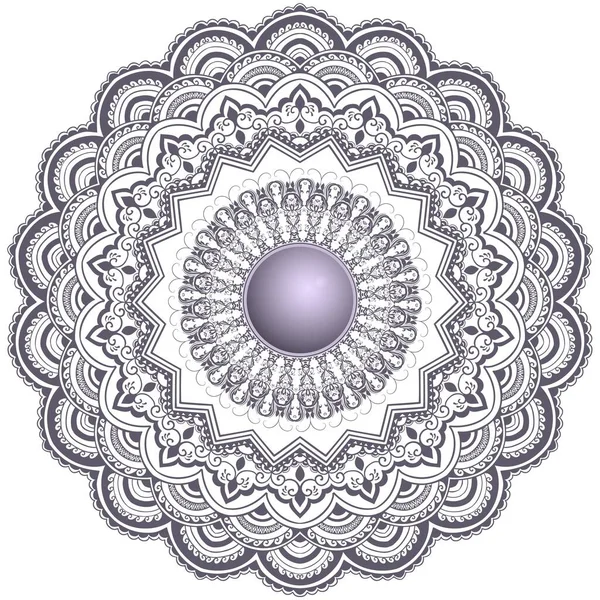 Encaje Redondo Vectorial Ornamental Con Damasco Elementos Arabescos Estilo Mehndi — Archivo Imágenes Vectoriales