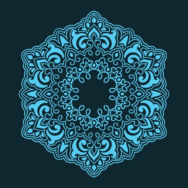 Vector Sierlijke Ronde Kant Met Damast Arabesk Elementen Mehndi Stijl — Stockvector