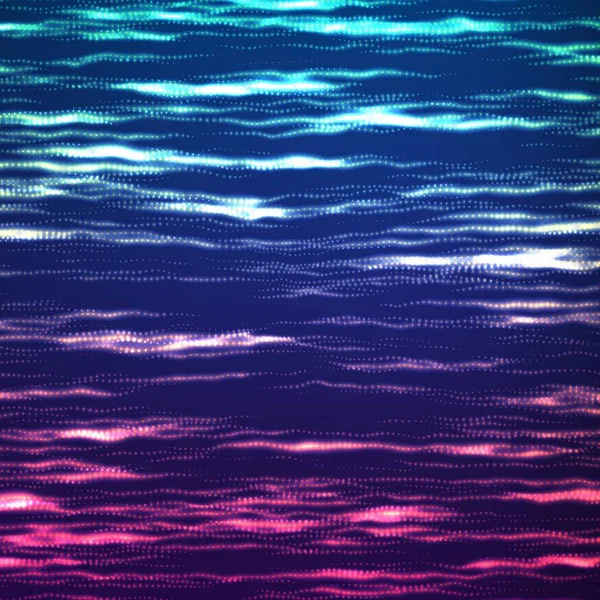 Fondo Abstracto Espacio Violeta Vectorial Ondas Cibernéticas Hilos Partículas Brillantes — Archivo Imágenes Vectoriales