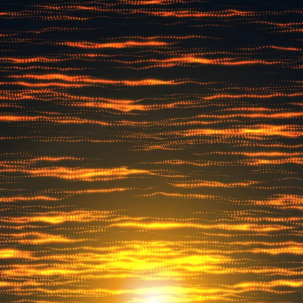 Abstract Vector Oranje Ruimte Achtergrond Draden Van Gloeiende Deeltjes Lichtstralen — Stockvector