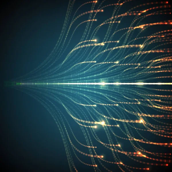 Abstrait Vecteur Lumineux Lignes Maillage Arrière Plan Bioluminescence Des Tentacules — Image vectorielle