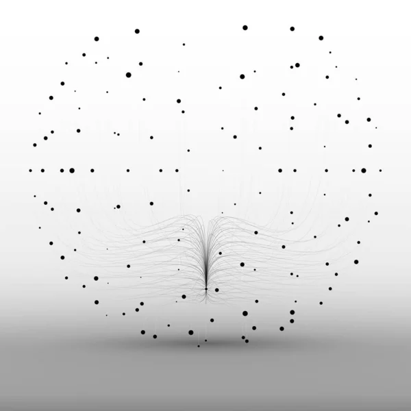 抽象ベクトルグレースケール球メッシュの背景 触手の生物発光 未来的なスタイルのカード ビジネスプレゼンテーションのためのエレガントな背景 Eps — ストックベクタ