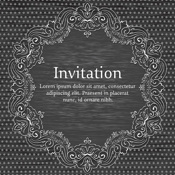 Carte Invitation Mariage Annonce Avec Dentelle Ronde Ornementale Aux Éléments — Image vectorielle