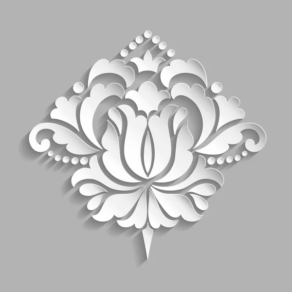 Vector Damasco Elemento Ornamental Volumétrico Elemento Abstrato Floral Elegante Para —  Vetores de Stock