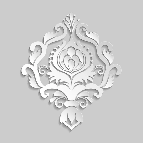 Vektorový Damaskový Objemový Ornamentální Prvek Elegantní Květinový Abstraktní Prvek Pro — Stockový vektor