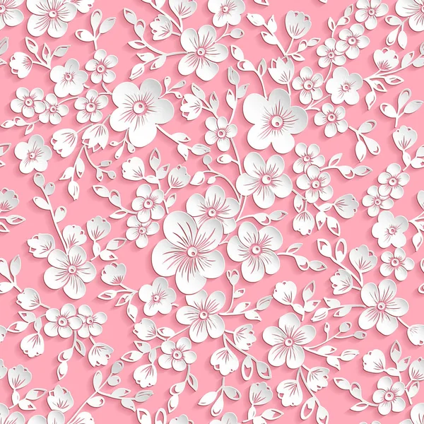 Vecteur Fleur Sakura Rouge Élément Motif Sans Couture Texture Élégante — Image vectorielle