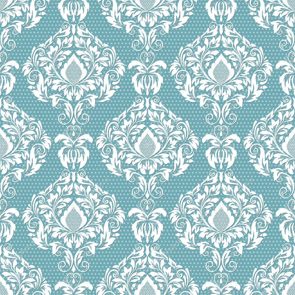 Vector damask seamless pattern background. Classical luxury old fashioned damask ornament, royal victorian seamless texture for wallpapers, textile, wrapping. Exquisite floral baroque template.