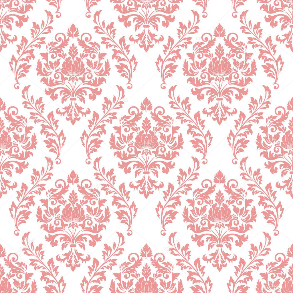 Vector damask seamless pattern background. Classical luxury old fashioned damask ornament, royal victorian seamless texture for wallpapers, textile, wrapping. Exquisite floral baroque template.