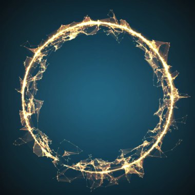 Soyut vektör ağı küreleri. Gelecekçi teknoloji tarzı. İş sunumları için zarif bir geçmiş. Uçan enkaz. eps10