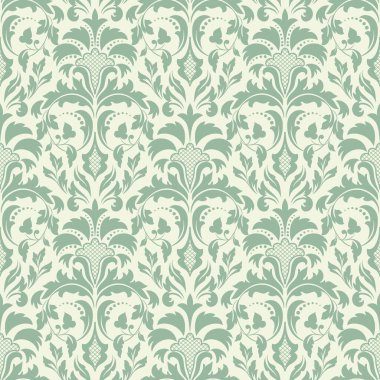 Vektör damask Dikişsiz desen arka plan. Klasik lüks eski moda damask süsleme, duvar kağıtları, tekstil, sarma için Kraliyet Viktorya Dikişsiz doku. Nefis çiçek Barok şablonu.