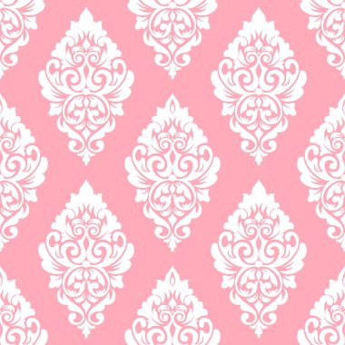 Vektör damask Dikişsiz desen arka plan. Klasik lüks eski moda damask süsleme, duvar kağıtları, tekstil, sarma için Kraliyet Viktorya Dikişsiz doku. Nefis çiçek Barok şablonu.