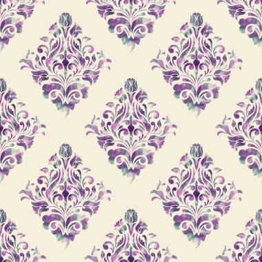 Vektör damask Dikişsiz desen arka plan. Klasik lüks eski moda damask süsleme, duvar kağıtları, tekstil, sarma için Kraliyet Viktorya Dikişsiz doku. Nefis çiçek Barok şablonu.