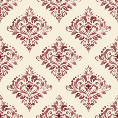 Vektör damask Dikişsiz desen arka plan. Klasik lüks eski moda damask süsleme, duvar kağıtları, tekstil, sarma için Kraliyet Viktorya Dikişsiz doku. Nefis çiçek Barok şablonu.
