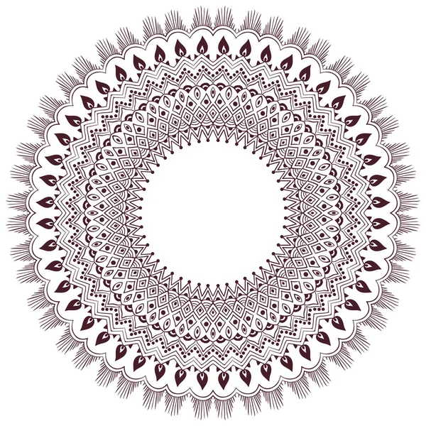 Encaje Redondo Vectorial Ornamental Con Damasco Elementos Arabescos Estilo Mehndi — Archivo Imágenes Vectoriales