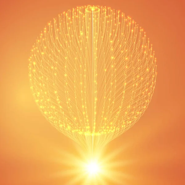 Fond Abstrait Maille Vectorielle Sphère Tentacules Bioluminescents Carte Style Futuriste — Image vectorielle