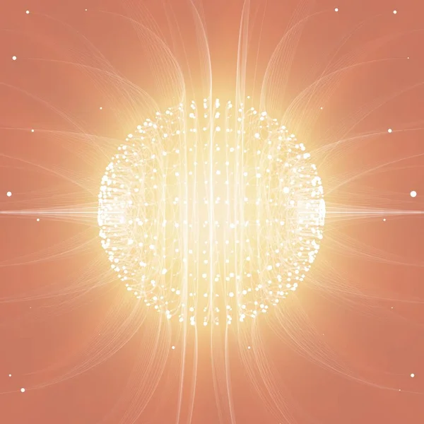 Hintergrund Abstrakter Vektornetze Kugel Aus Biolumineszierenden Tentakeln Karte Futuristischen Stil — Stockvektor
