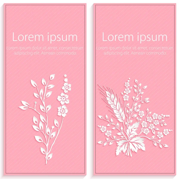 Uitnodiging Trouwkaart Met Elegante Bloemen Papier Gesneden Elementen Elementen Met — Stockvector