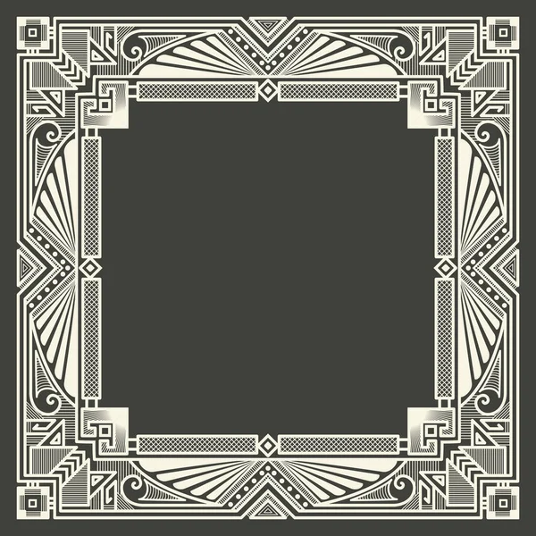 濃い灰色の背景にベクトルの花と幾何学的なモノグラムフレーム モノグラム設計要素 ヴィンテージスタイルの初期装飾 — ストックベクタ