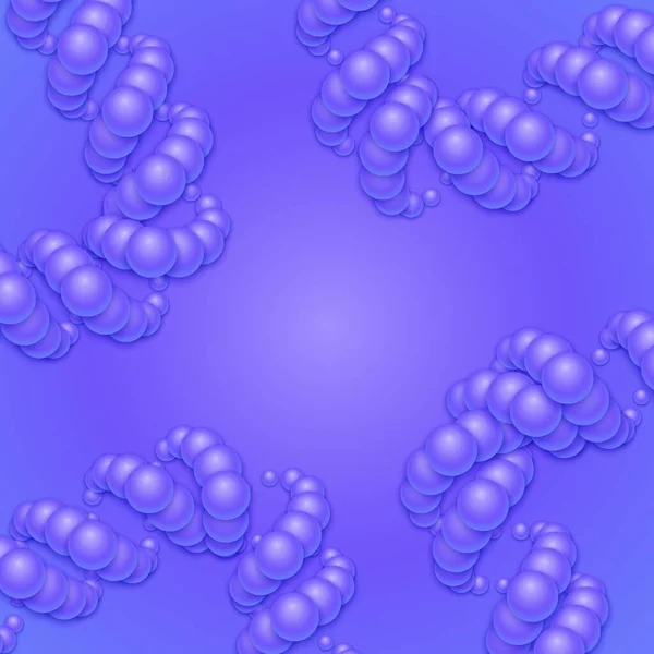 Αλυσίδες Μπλε Σφαιρών Απαλές Σκιές Μορφή Έλικα Στο Μπλε Φόντο — Διανυσματικό Αρχείο