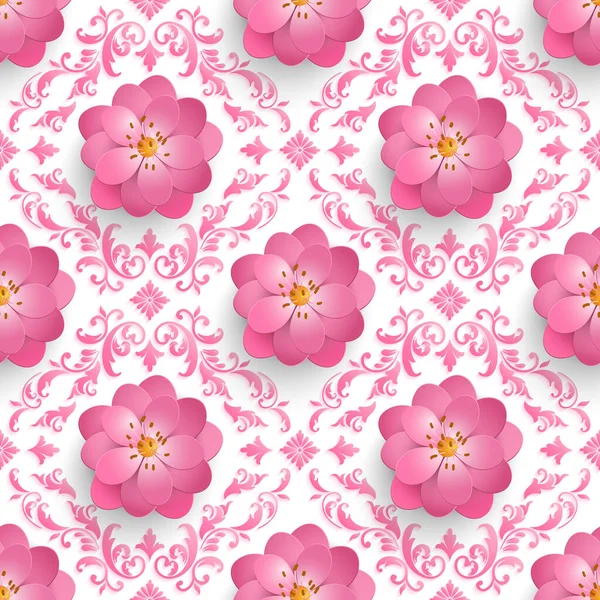 Fondo Patrón Sin Costura Flor Vectorial Textura Elegante Para Fondos — Vector de stock