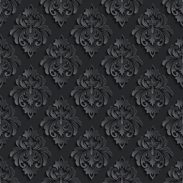 Vector Dark Damask Seamless Pattern Background Elegant Luxury Texture Wallpapers — Stock Vector