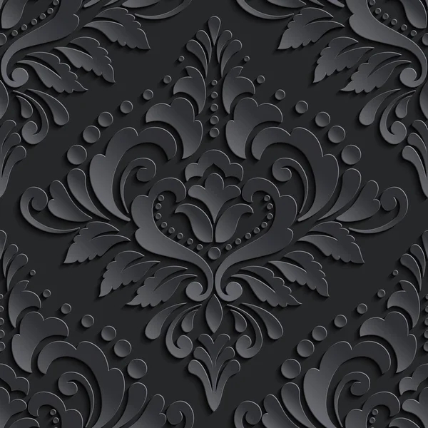 Vector Dark Damask Seamless Pattern Element Elegant Luxury Texture Wallpapers — Stock Vector