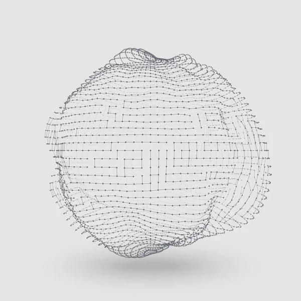 Sphère Déformée Abstraite Mailles Vectorielles Construite Avec Des Points Connectés — Image vectorielle