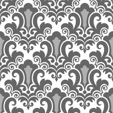 Vektör damask Dikişsiz desen arka plan. Klasik lüks eski moda damask süsleme, duvar kağıtları, tekstil, sarma için Kraliyet Viktorya Dikişsiz doku. Nefis çiçek Barok şablonu.