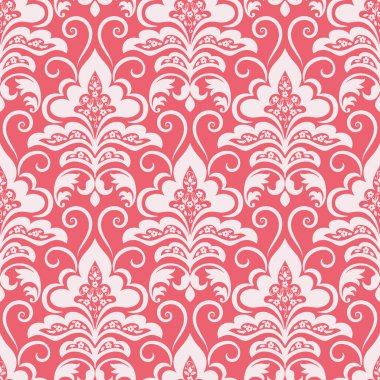 Vektör damask Dikişsiz desen arka plan. Klasik lüks eski moda damask süsleme, duvar kağıtları, tekstil, sarma için Kraliyet Viktorya Dikişsiz doku. Nefis çiçek Barok şablonu.