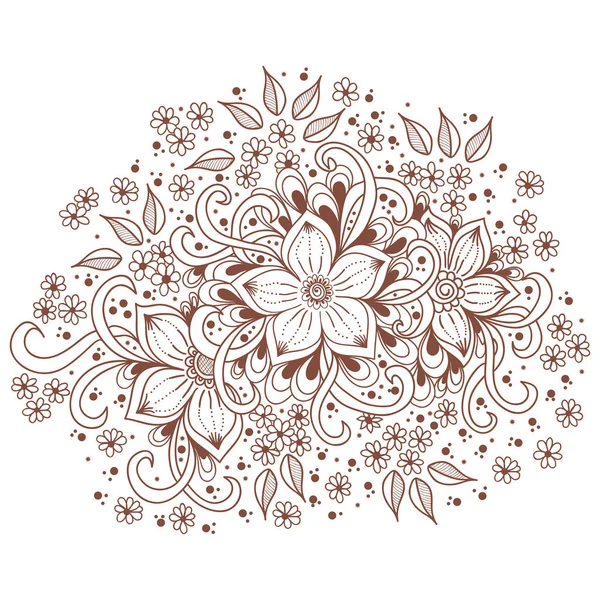 Ilustración Vectorial Del Ornamento Mehndi Estilo Indio Tradicional Elementos Florales — Vector de stock