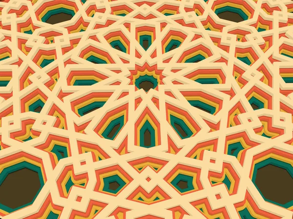 Vektor Abstrakte Volumetrische Geometrische Hintergrund Basierend Auf Islamischen Ethnischen Ornamenten — Stockvektor