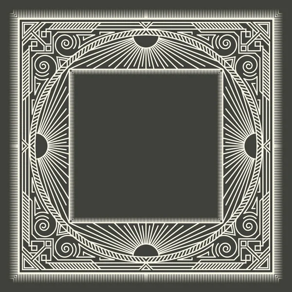 Vector Floral Geometric Monogram Frame Dark Gray Background Monogram Design — Stock Vector