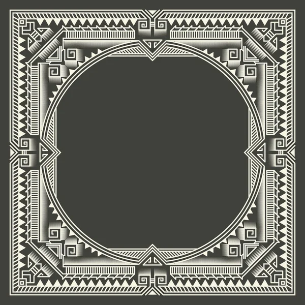 Vector Floral Geometric Monogram Frame Dark Gray Background Monogram Design — Stock Vector